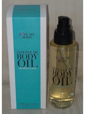 Victoria Secret Love My Body Indulge Me Body Oil Grapefruit & Basil 3.4 oz NEW